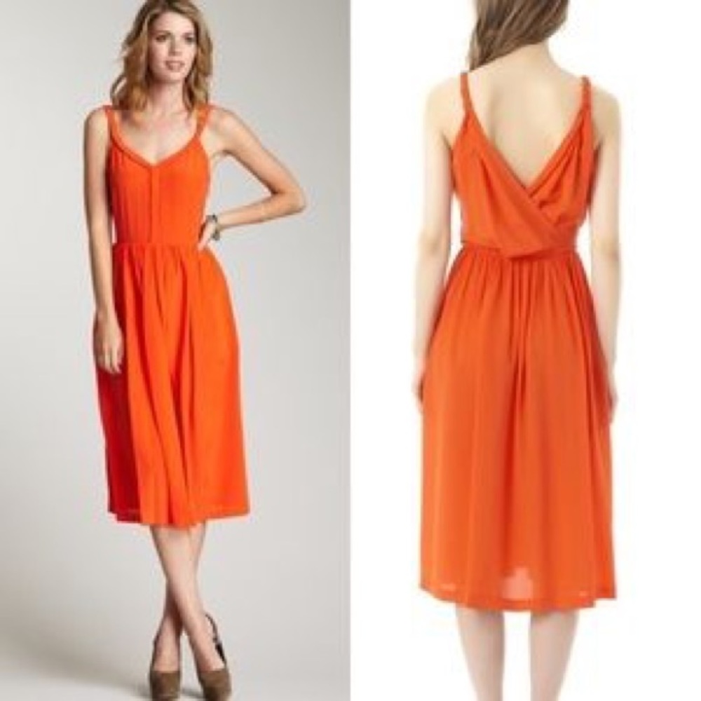 Rebecca Taylor Orange Midi Dress NWOT